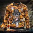 Rottweiler Dog Lovers Halloween Pumpkin Knitted Sweater