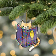 Reading Cat Custom Shape Acrylic Ornament