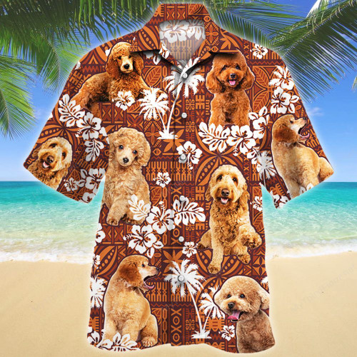 Poodle Dog Lovers Red Tribal Pattern Hawaiian Shirt