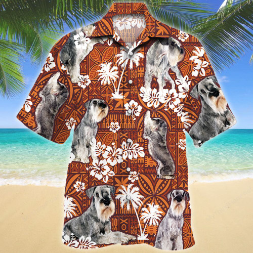 Standard Schnauzer Dog Red Tribal Pattern Hawaiian Shirt