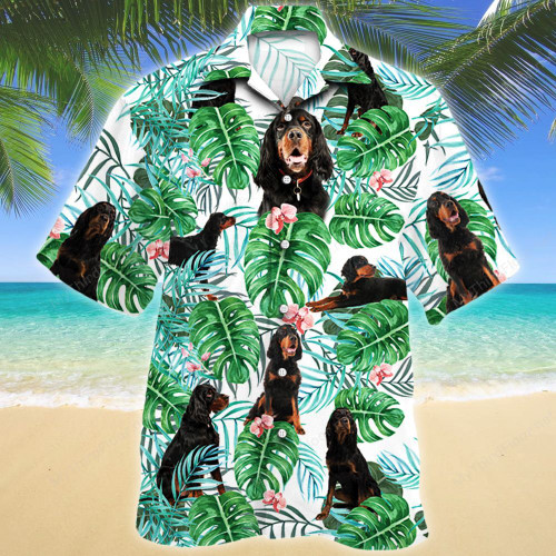 Gordon Setter Dog Tropical Plant Hawaiian Shirt