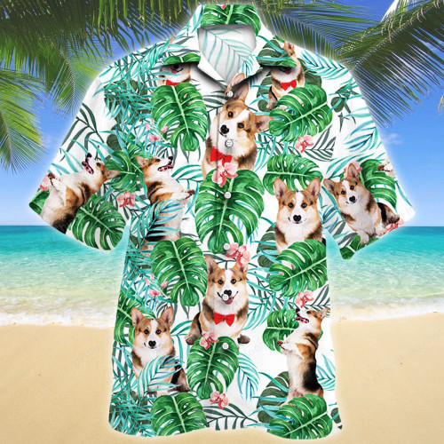 Welsh Corgi Dog Tropical Plant Hawaiian Shirt