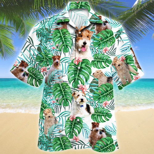Wire Fox Terrier Dog Tropical Plant Hawaiian Shirt