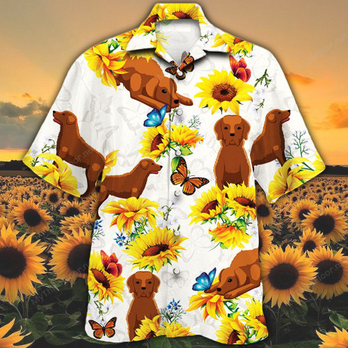 Chesapeake Bay Retriever Dog Lovers Sun Flower Hawaiian Shirt