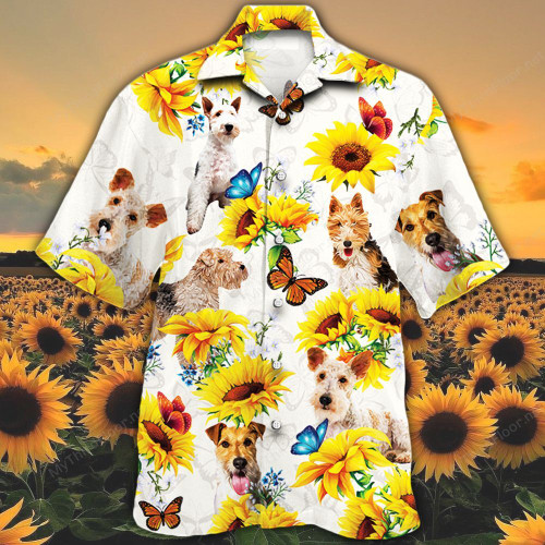 Wire Fox Terrier Dog Lovers Sun Flower Hawaiian Shirt