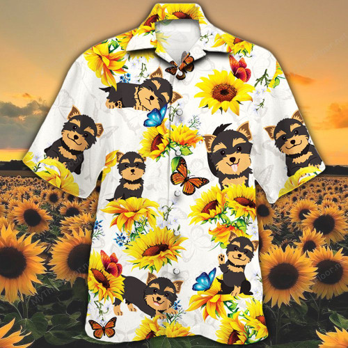 Yorkshire Terrier Dog Lovers Sun Flower Hawaiian Shirt