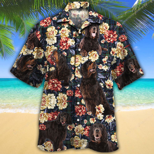 Gordon Setter Dog Lovers Green Plaid Pattern Hawaiian Shirt