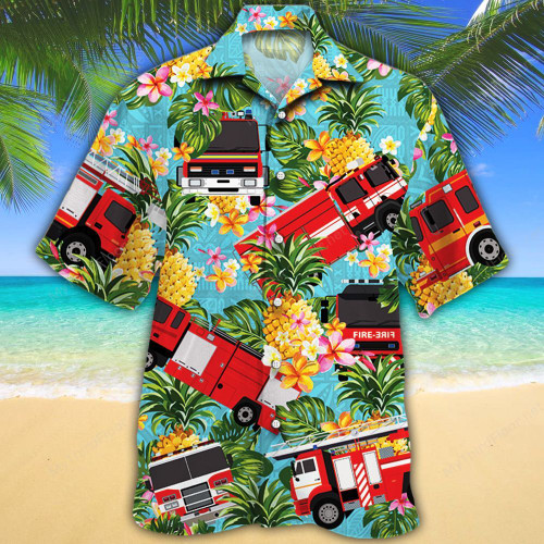 Firefighter Cars Pineapple Hawaiian Shirt