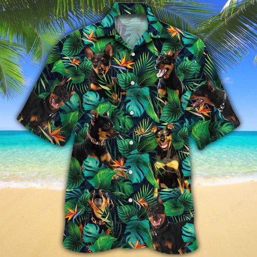 Miniature Pinscher Dog Lovers Tropical Leaves Hawaiian Shirt