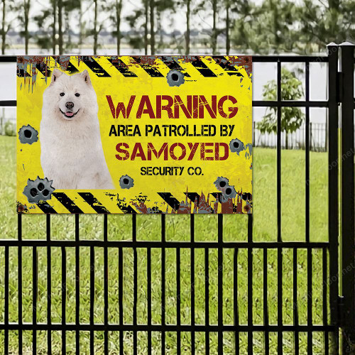 Samoyed Dog Lovers Warning Area Metal Sign