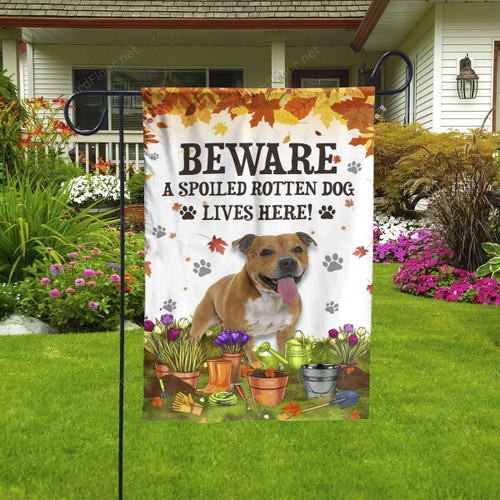 Staffordshire Bull Terrier Dog Lovers Beware Spoiled Garden And House Flag