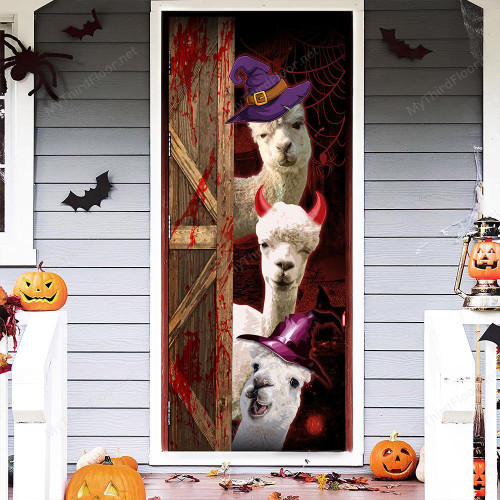 Alpaca Lovers Freaky Halloween Door Cover