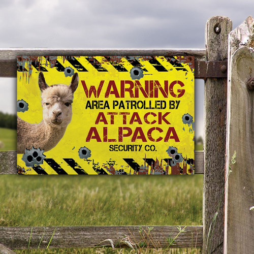 Alpaca Lovers Warning Area Metal Sign