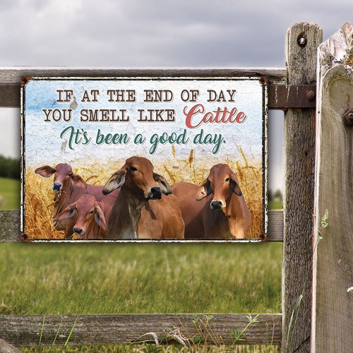 Red Brahman Cattle Lovers Good Day Metal Sign