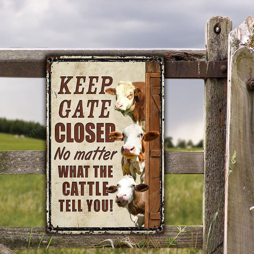 Simmental Cattle Lovers Keep Gate Closed Metal Sign