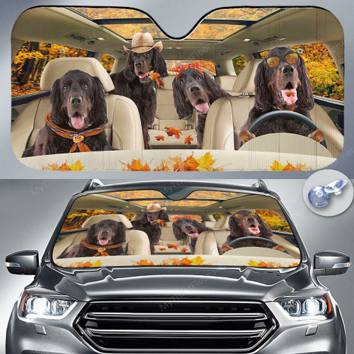 Gordon Setter Dog Lovers Autumn Road Car Auto Sunshade 57" x 27.5"