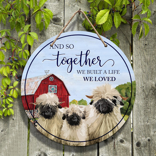 Sheep Lovers And So Together Round Wooden Sign 12" x 12"