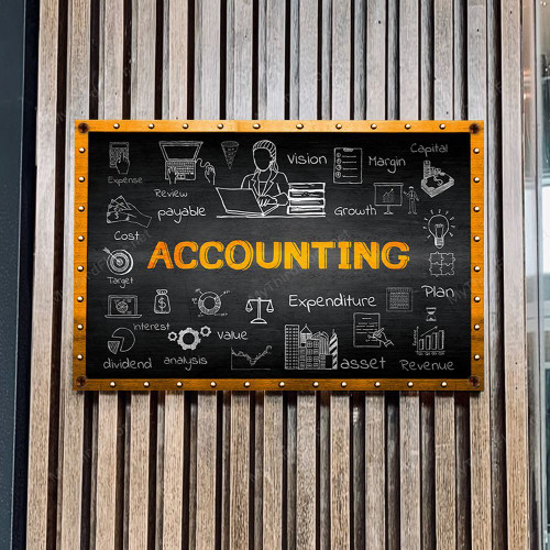 Accounting On Chalkboard Metal Sign
