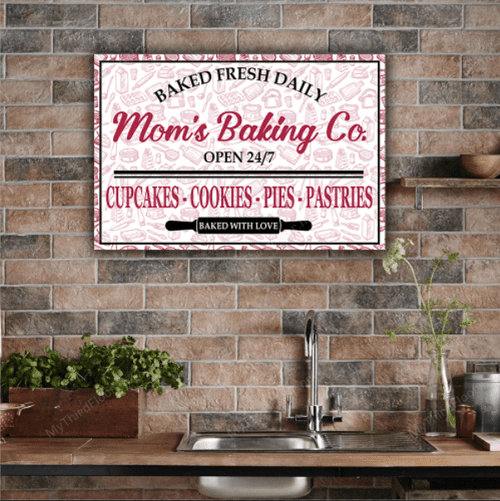 Baking Lovers Gift Mom's Baking Co Metal Sign