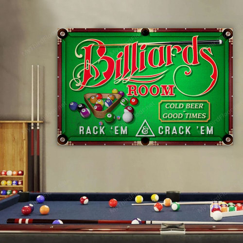 Billiard Lovers Gift Billiard Room Rack 'Em Crack 'Em Metal Sign