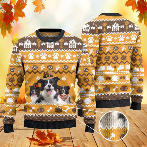 Border Collie Dog Lovers Thanksgiving Gift Knitted Sweater