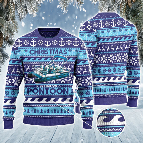 Christmas Is Better On A Pontoon Knitted Sweater