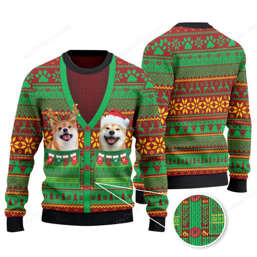 Shiba Inu Dog Lovers Cardigan Costume Knitted Sweater