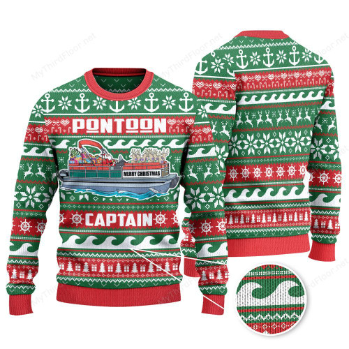 Pontoon Captain Merry Christmas Knitted Sweater
