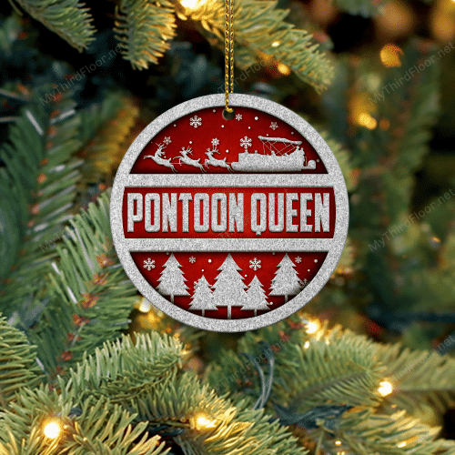 Pontoon Queen Christmas Gift Circle 2 Layered Wooden Ornament