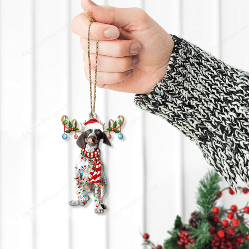 German Shorthaired Pointer Dog Lovers Gift Santa Hat Custom Shape Acrylic Ornament