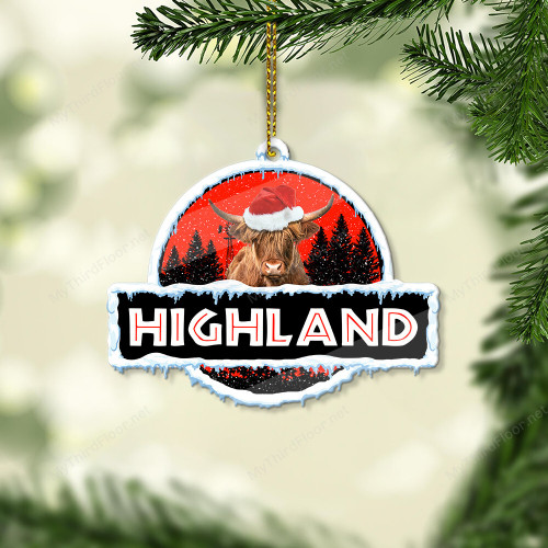 Highland Cattle Lovers Christmas Night Custom Shape Acrylic Ornament