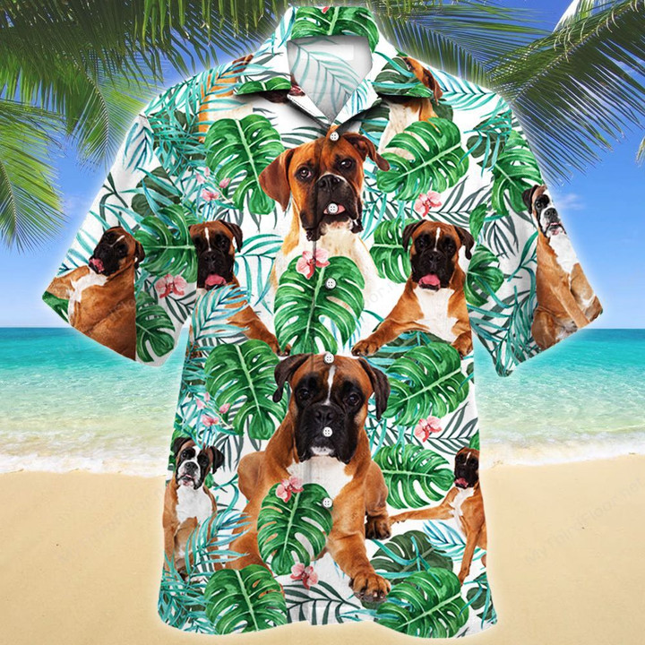 Boxer Dog Tropical Plant Hawaiian Shirt