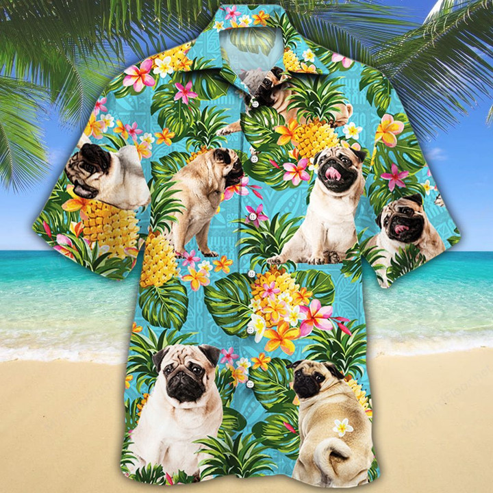 Pug Dog Lovers Pineapple Hawaiian Shirt
