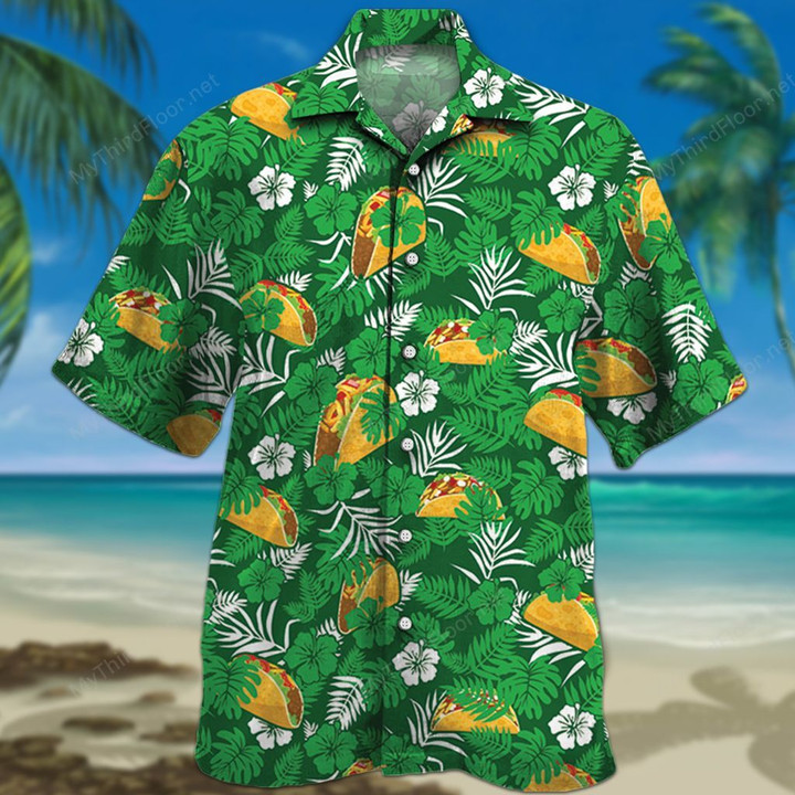 Tacos Lovers Green Floral Hawaiian Shirt