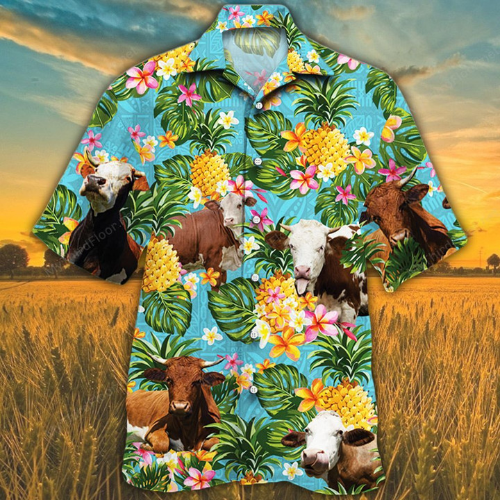 Simmental Cattle Lovers Pineapple Hawaiian Shirt