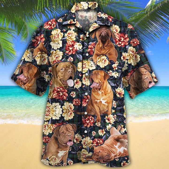 Dogue de Bordeaux Dog Lovers Green Plaid Pattern Hawaiian Shirt