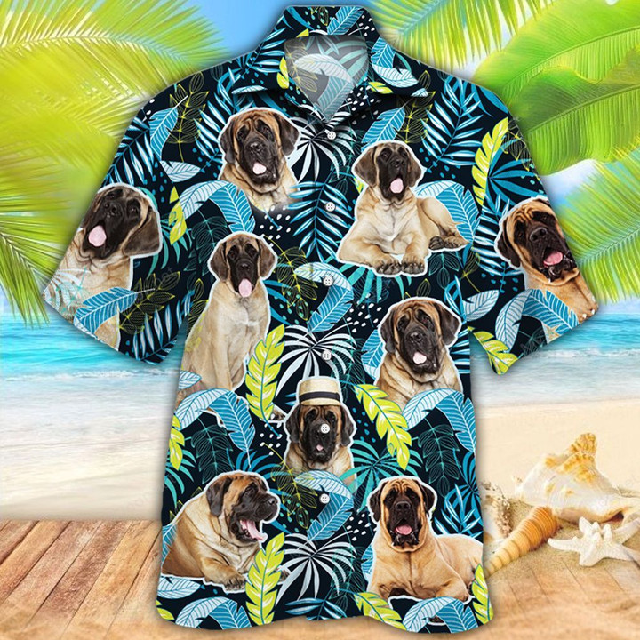 English Mastiff Dog Lovers Jungle Leaves Hawaiian Shirt
