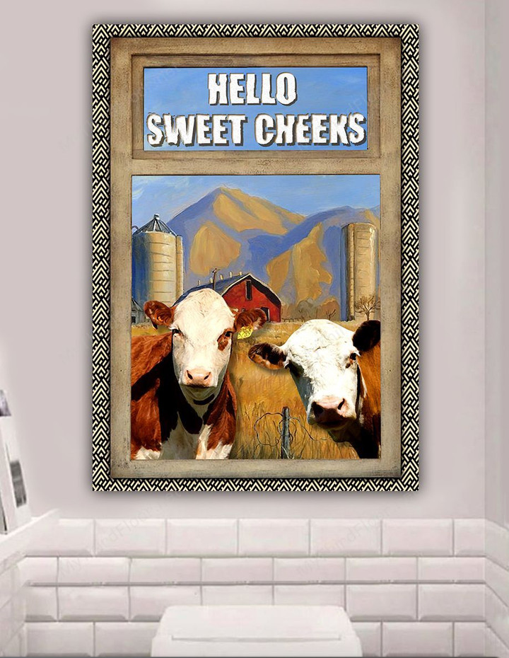 Hereford Cattle Lovers Hello Sweet Cheeks Poster