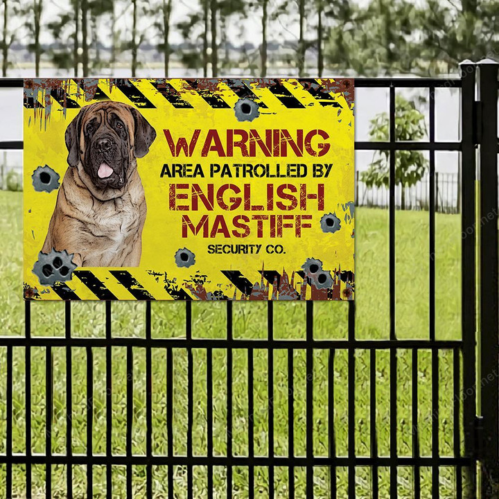 English Mastiff Dog Lovers Warning Area Metal Sign