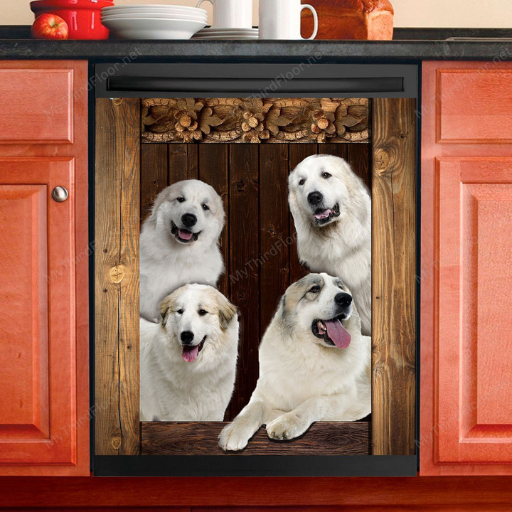 Great Pyrenees Dog Lovers Wooden Art Dishwasher Cover
