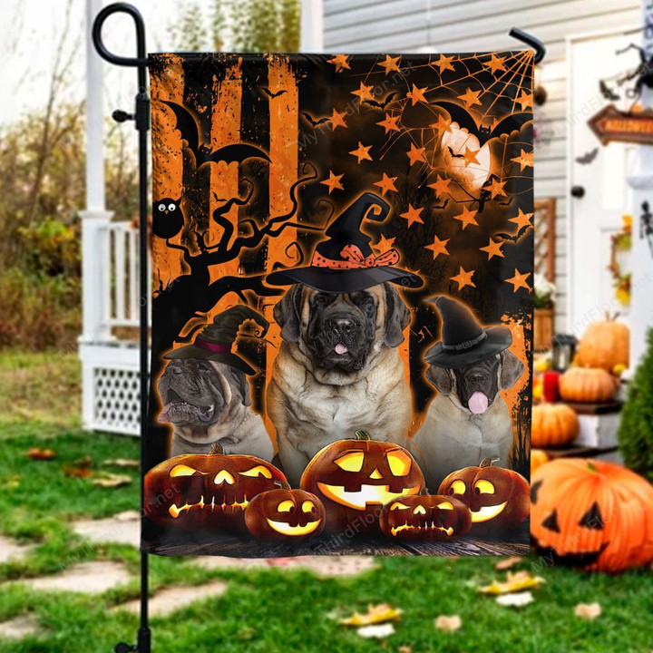 English Mastiff Dog Lovers Happy Halloween Garden And House Flag
