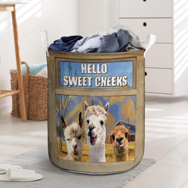 Alpaca Lovers Hello Sweet Cheeks Laundry Basket 13.7" x 19.3"