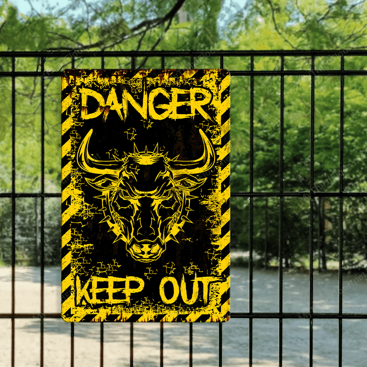 Farm Lovers Bull Bison Danger Keep Out Metal Sign