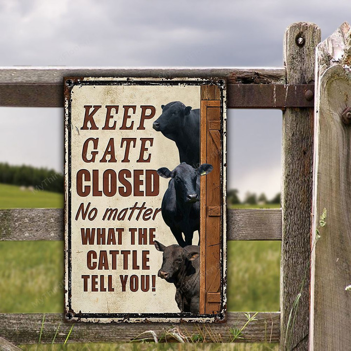 Brangus Cattle Lovers Keep Gate Closed Metal Sign