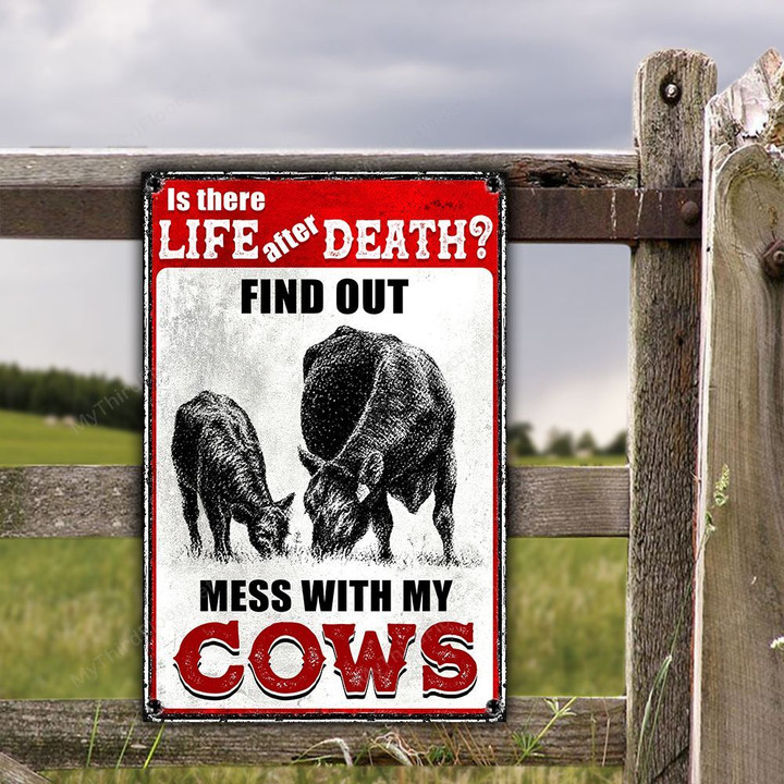 Black Angus Lovers Is There Life After Death Funny Warning Metal Sign
