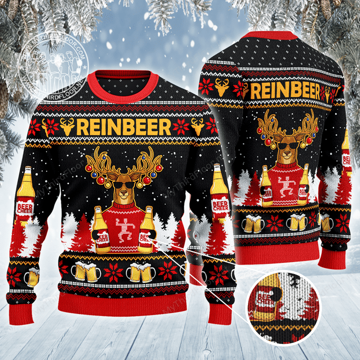 Reinbeer Beer Lovers Christmas Gift All Over Print Sweater