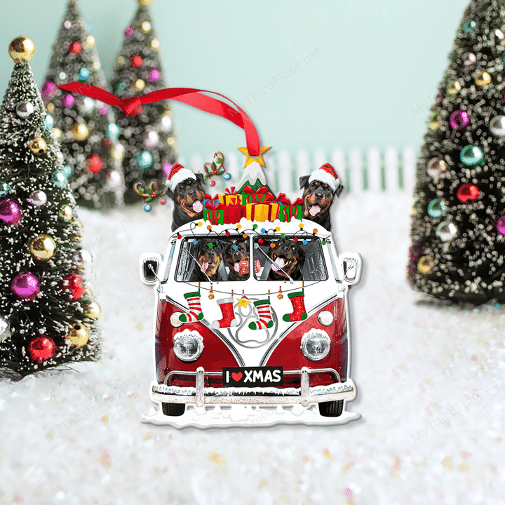 Rottweiler Dog Lovers Christmas Van Custom Shape Acrylic Ornament