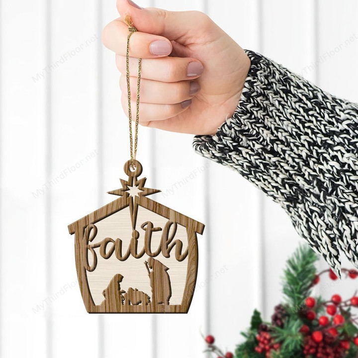 Faith Christmas Gift 2 Layered Wooden Ornament