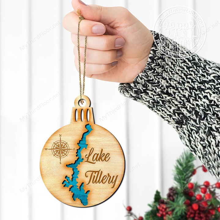 Lake Tillery Christmas Gift 2 Layered Wooden Ornament