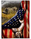 Boar Hunting, Behind In The Flag, Gift For Hunter Fleece Blanket - spreadstores